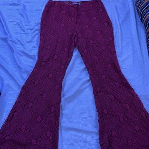 Orange Urban Outfitters Crocheted Flare Pants